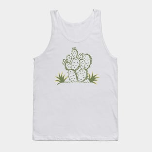 Green Floral Cactus Tank Top